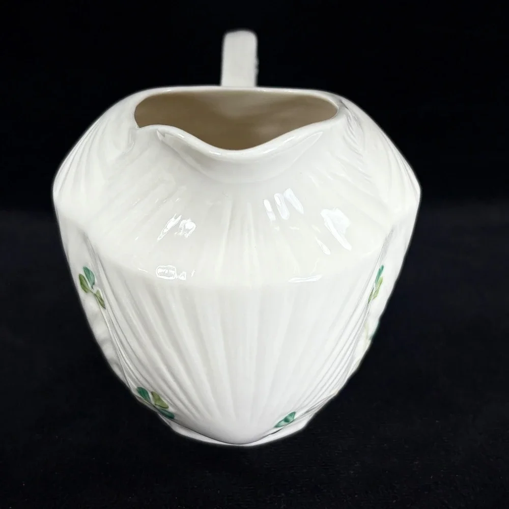 Vintage Belleek Harp Shamrock Collection Creamer 10th Black Millennium 2000 Mark